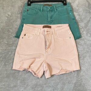 Judy Blue Women's Green & blush rose Denim Shorts Size S